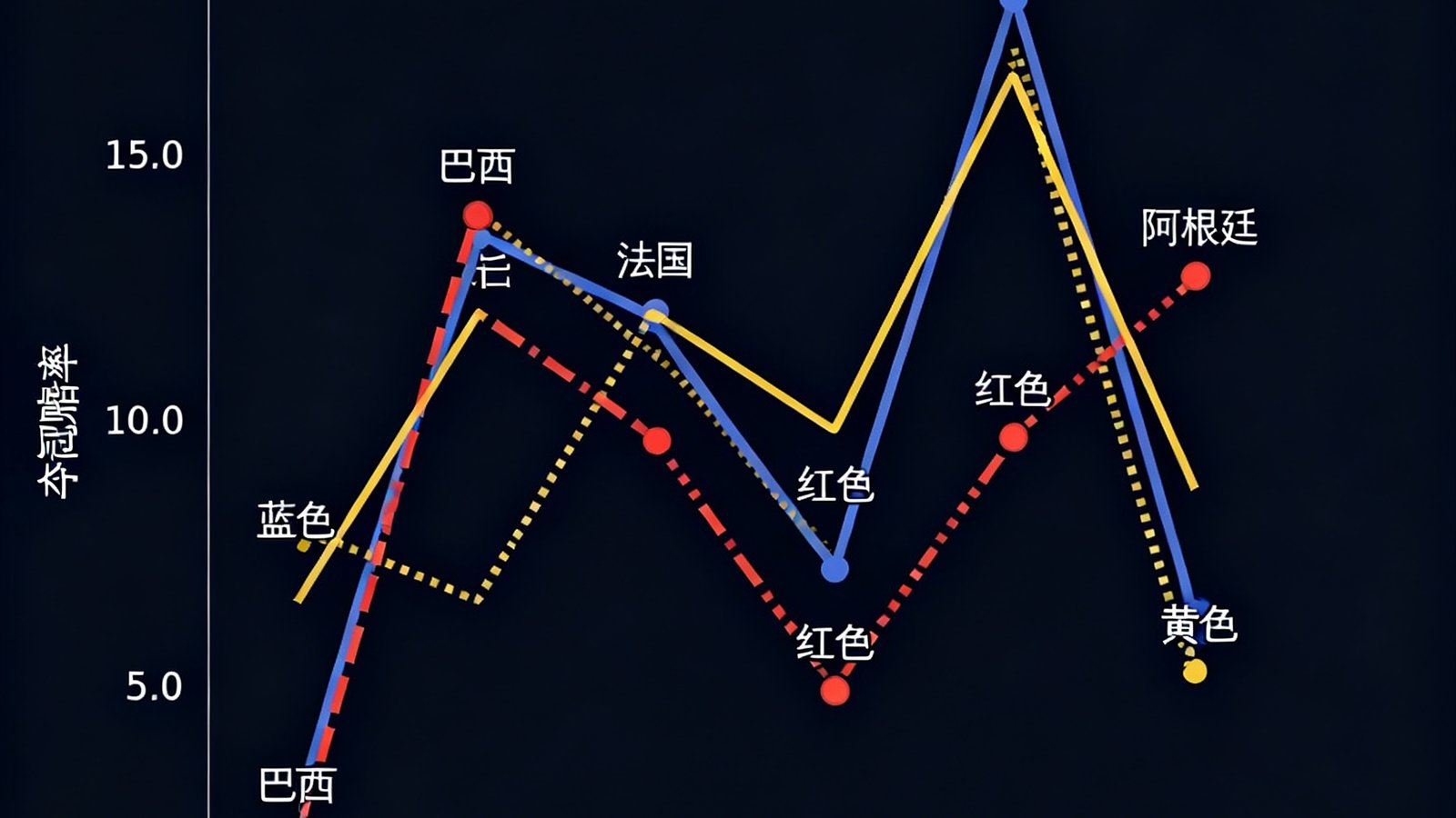 2026年世界杯夺冠赔率走势图的数据可视化界面，多条彩色曲线在深色背景上展示各支热门球队的赔率变化趋势